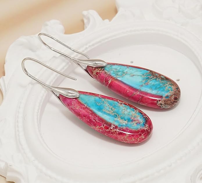 Natural Stone Earrings Waterdrop Stone Dangle Earrings for Women