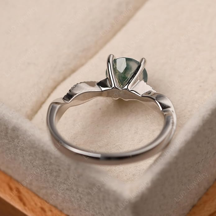 LUO 925 Sterling Silver 7x7mm Round Cut Gemstone Birthstone Rings for Women, Twist Infinity Engagement Ring Birthstone Jewelry Anniversary Wedding Promise for Lady Size 3-13