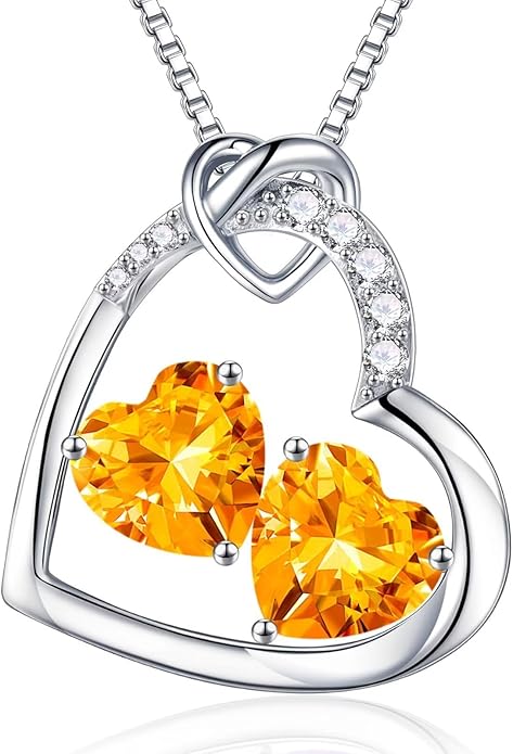 Iefil Birthstone Necklace for Women - 925 Sterling Silver Birthstone Necklace, Anniversary Birthday Gifts for Women Wife Girlfriend, Jewelry for Mom Daughter