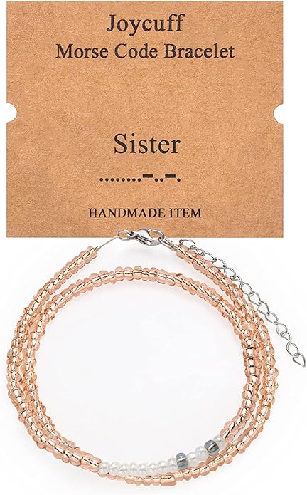 Birthday Gifts for Women Layered Morse Code Bracelets for Mom Aunt Friends Wife Her Beaded Strand Bracelet