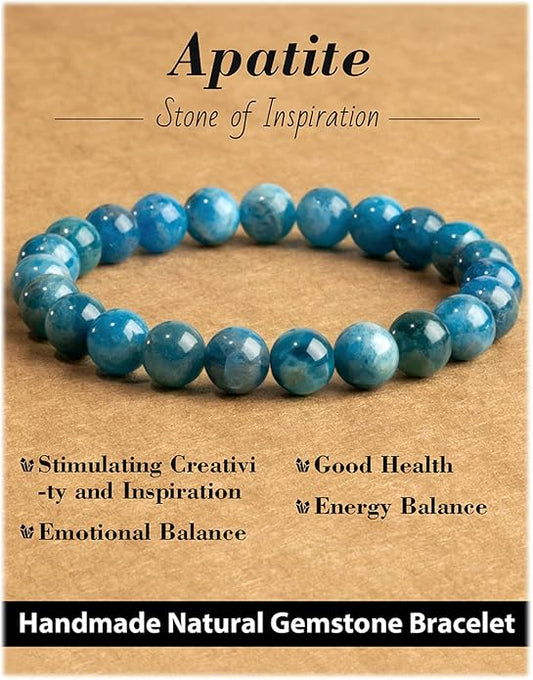 Handmade Natural Stone Beaded Stretch Bracelets,Healing Crystals Protection Bracelet,Spiritual Jewelry Gifts for Women & Men,Replacement Beads Included