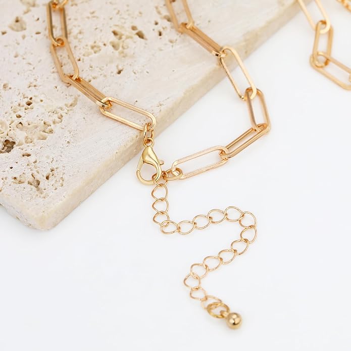 Charm Necklace for Women Gold Evil Eye Sun Moon Flower Coin Pendant Necklace Dainty Paperclip Chain Vintage Luck Amulet Choker Necklaces Celestial Jewelry Gift