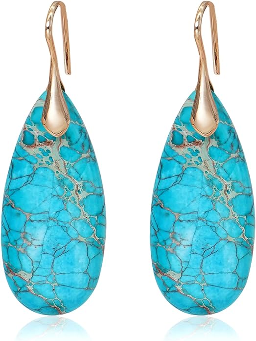 Natural Stone Earrings Waterdrop Stone Dangle Earrings for Women