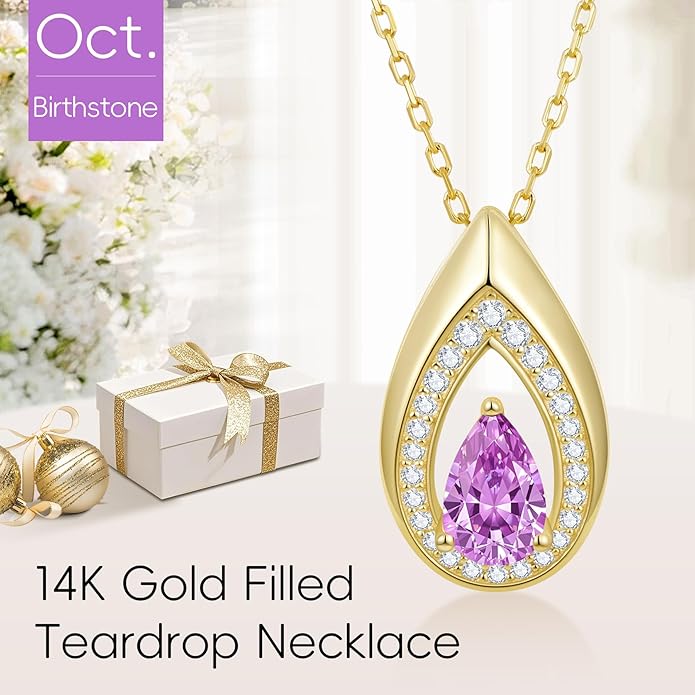 Kstyle 14K Gold Lab-Grown Moissanite/Emerald/Birthstone Pendant Necklaces for Women, Wife Girlfriend Daughter Mom Grandma Gifts, Dainty Birthday Jewelry for Her (925 Sterling Silver Base) Non Tarnish