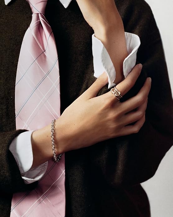 TLY Stackable Gold Rings for Women Non Tarnish 18K Gold Plated Interlocking Ring Stack Set Gold Silver Mixed Metal Statement Rings Dainty Cubic Zirconia CZ Fashion Connected Band Thumb Ring Size 4-11 Jewelry Gift for Women