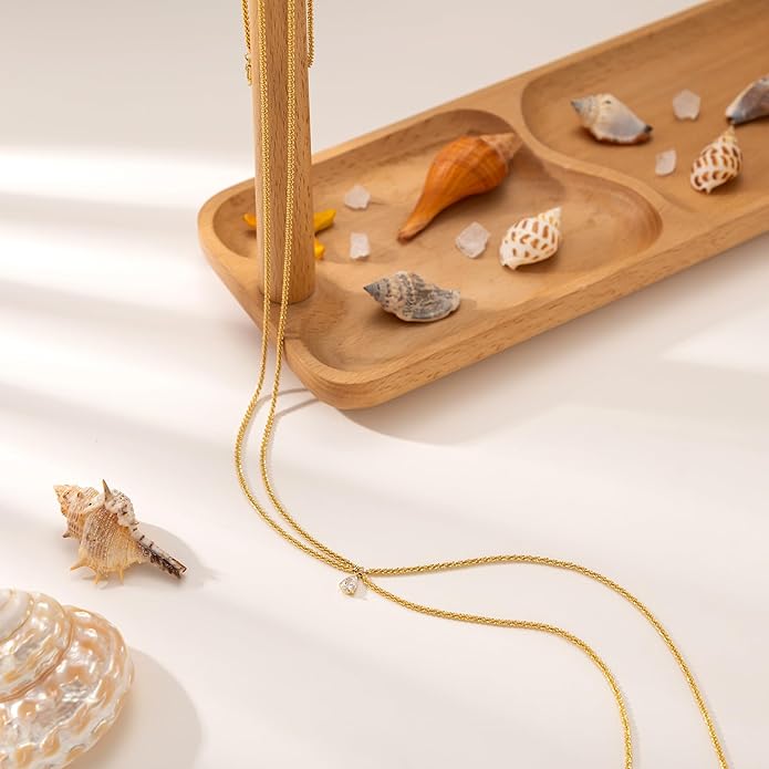 MOODEAR 2PCS Waist Chain for Women - Waterproof 14K Gold Plated/Silver Layered Belly Beads Chains with Drop Cubic Zirconia Body Chain Jewelry Sexy Bikini Belt Gift for Summer Beach