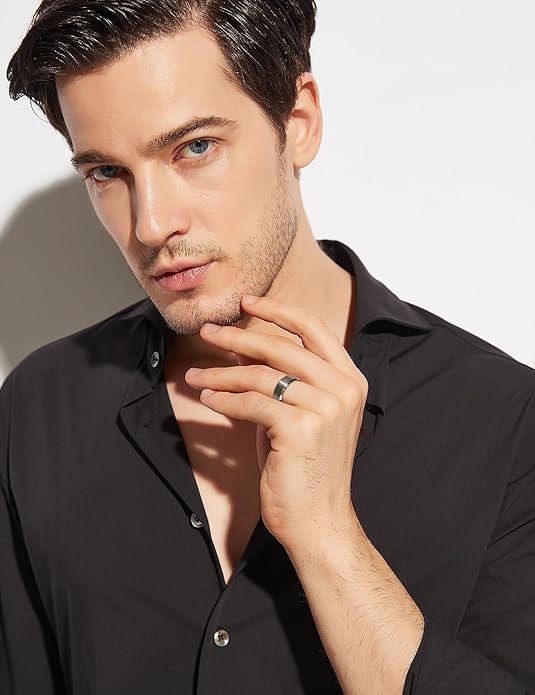 Greenpod 4MM 6MM 8MM Tungsten Carbide Engagement Ring Brushed Beveled Edge Polished Silver Wedding Band for Men Women Engraved I Love You Always & Forever Size 4-15