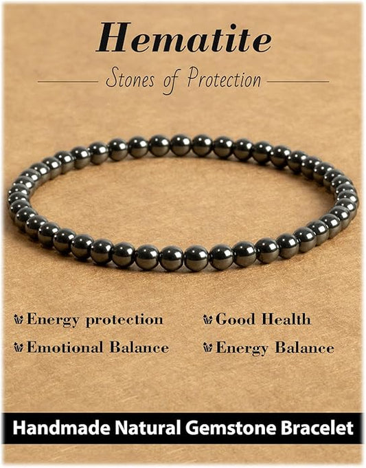 Handmade Natural Stone Beaded Stretch Bracelets,Healing Crystals Protection Bracelet,Spiritual Jewelry Gifts for Women & Men,Replacement Beads Included