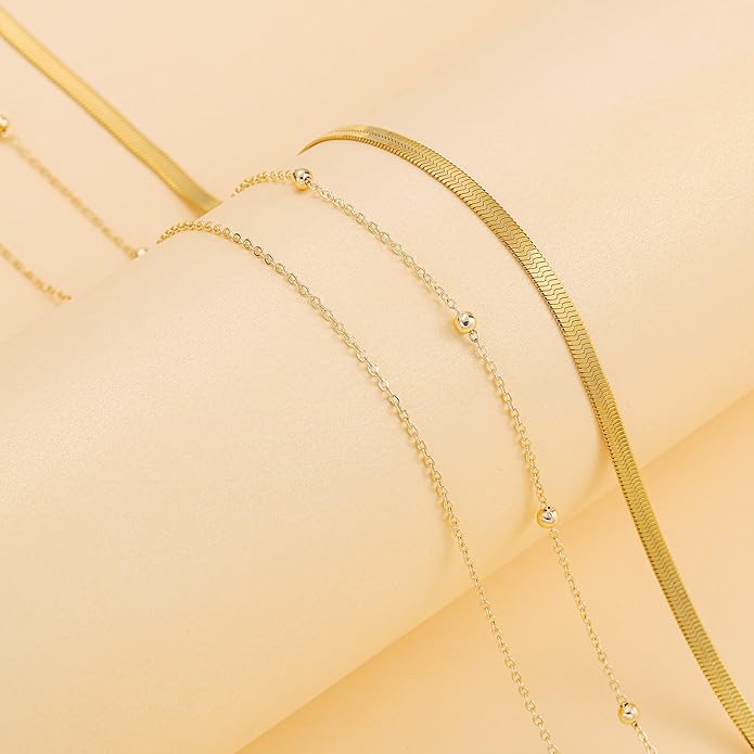 Turandoss 1-3PCS 18K Gold Plated Waist Chains for Women - Gold Layered Belly Body Chain for The Waist Adjustable Multilayer Sexy Bikini Waist Chain for Women Dainty Beach Waist Jewelry for Women