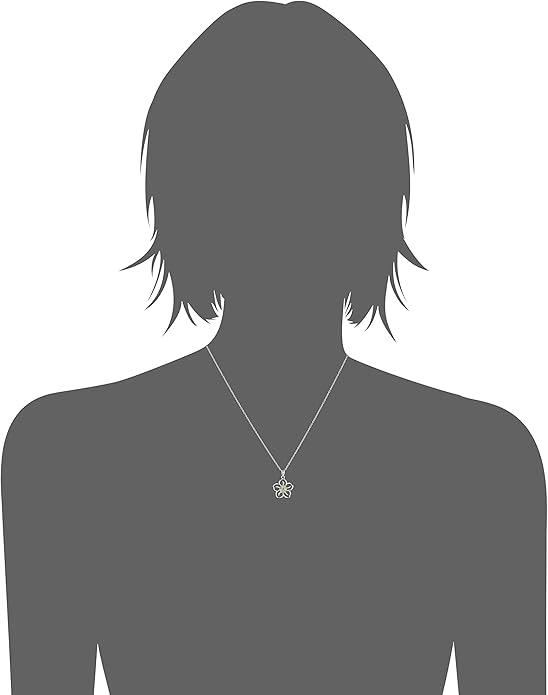 Amazon Essentials Genuine or Created Gemstone Birthstone Flower Pendant Necklace with Chain in Sterling Silver, 18" (previously Amazon Collection)