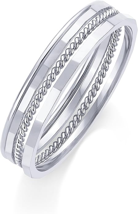 PAVOI 14K Gold Plated Four Pieces Thin Rings Set for Women | 4 Dainty Stacking Rings Pack | Minimalist Stackable Bands