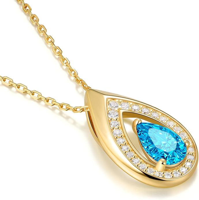 Kstyle 14K Gold Lab-Grown Moissanite/Emerald/Birthstone Pendant Necklaces for Women, Wife Girlfriend Daughter Mom Grandma Gifts, Dainty Birthday Jewelry for Her (925 Sterling Silver Base) Non Tarnish