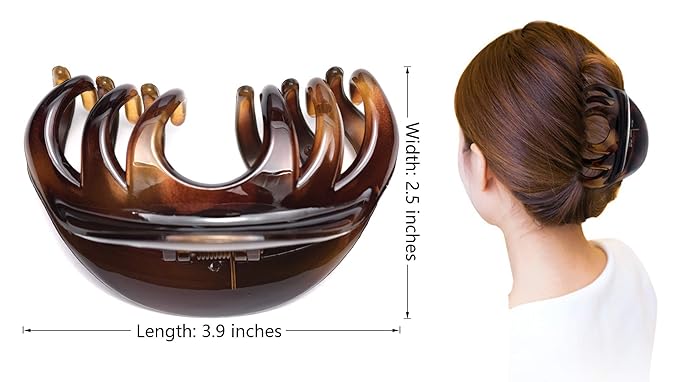 Youxuan Hair Claw for Women, 4 Inch Pretty Hair Clip, Hair Grip for Thick Hair, Black and Coffee