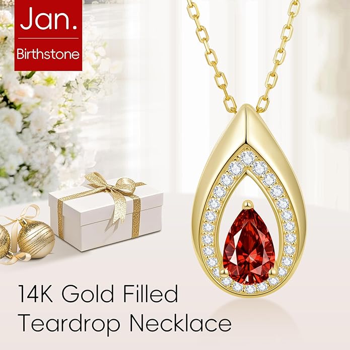 Kstyle 14K Gold Lab-Grown Moissanite/Emerald/Birthstone Pendant Necklaces for Women, Wife Girlfriend Daughter Mom Grandma Gifts, Dainty Birthday Jewelry for Her (925 Sterling Silver Base) Non Tarnish