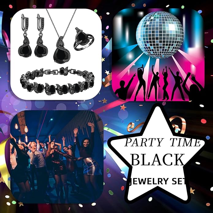 GZWHD Jewelry Set for Women Water Drop Cubic Zirconia Artificial Crystal Earrings Pendant Necklace Open Ring Tennis Bracelet Wedding Anniversary Birthday Engagement Gift for Bridesmaid Wife Girlfriend Friend