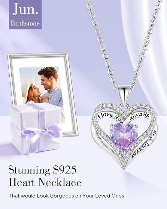 S925 Sterling Silver Necklace for Women, Wife Jewelry Rose Gold, Mom Birthday Valentines Mothers Day Gifts, Girlfriend Necklaces, Daughter Heart Jewel, Anniversary for Her