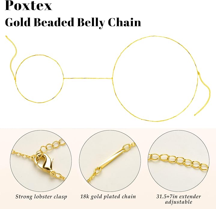 Body Chain for Women, Gold waist Chain, Dainty Beads Rope Layered Belly Chain Summer Beach bikini, Sexy Waist Jewelry Accessory gifts for Women