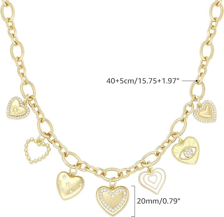 Charm Necklace for Women Gold Evil Eye Sun Moon Flower Coin Pendant Necklace Dainty Paperclip Chain Vintage Luck Amulet Choker Necklaces Celestial Jewelry Gift