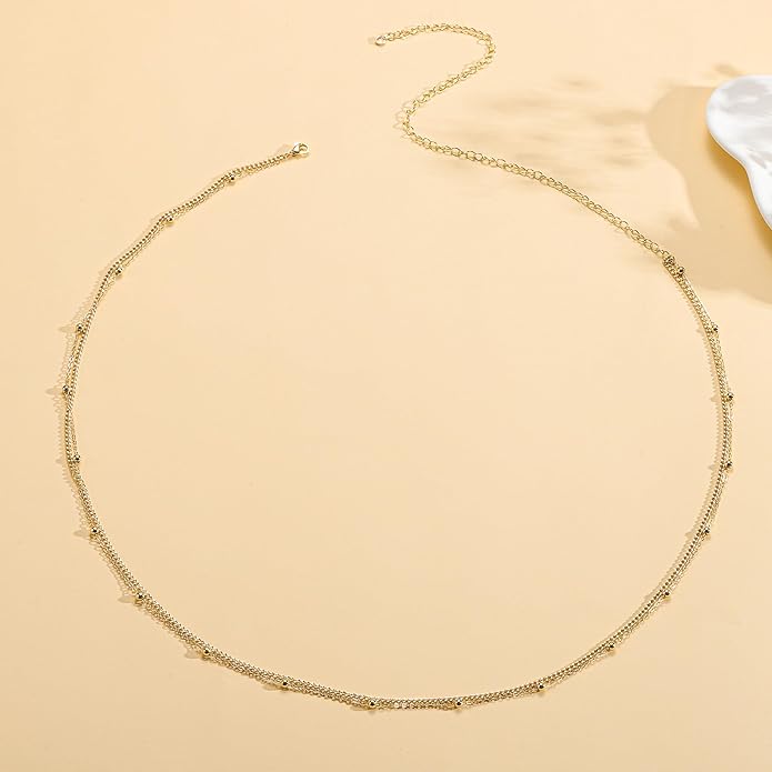 Turandoss 1-3PCS 18K Gold Plated Waist Chains for Women - Gold Layered Belly Body Chain for The Waist Adjustable Multilayer Sexy Bikini Waist Chain for Women Dainty Beach Waist Jewelry for Women