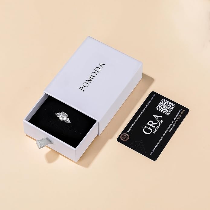 2 CT Moissanite Engagement Rings for Women D Color VVS1 Clarity 925 Sterling Silver Solitaire Round Cut 3-Stone Wedding Stunning Promise Rings for Her Size 3-11