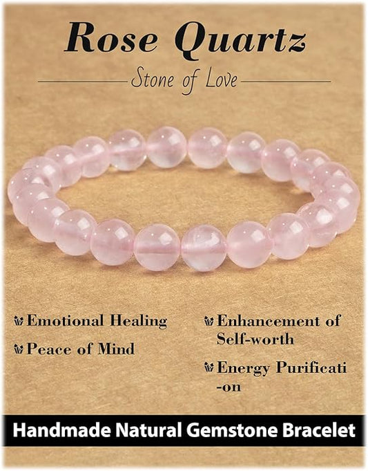 Handmade Natural Stone Beaded Stretch Bracelets,Healing Crystals Protection Bracelet,Spiritual Jewelry Gifts for Women & Men,Replacement Beads Included