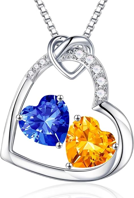 Iefil Birthstone Necklace for Women - 925 Sterling Silver Birthstone Necklace, Anniversary Birthday Gifts for Women Wife Girlfriend, Jewelry for Mom Daughter