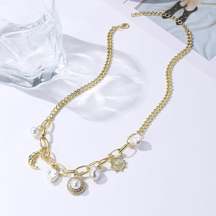 Choistily Charm Necklace Dainty Gold Western Outfit Beach Jewelry for Women Trendy Cowgirl Accessories for Women Gold Bow Sea Shell Pendant Necklace Preppy Stuff Summer Jewelry 2025