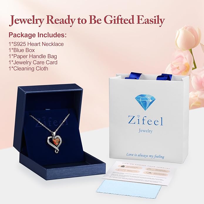 Birthday Gifts for Women Wife Infinity Heart Birthstone I Love You Necklace for Women S925 Sterling Silver Anniversary Wedding Gifts for Christmas Valentines Mothers Day Women's jewelry Diamond Pendant Necklaces Gift for Her Mom Daughter Grandma