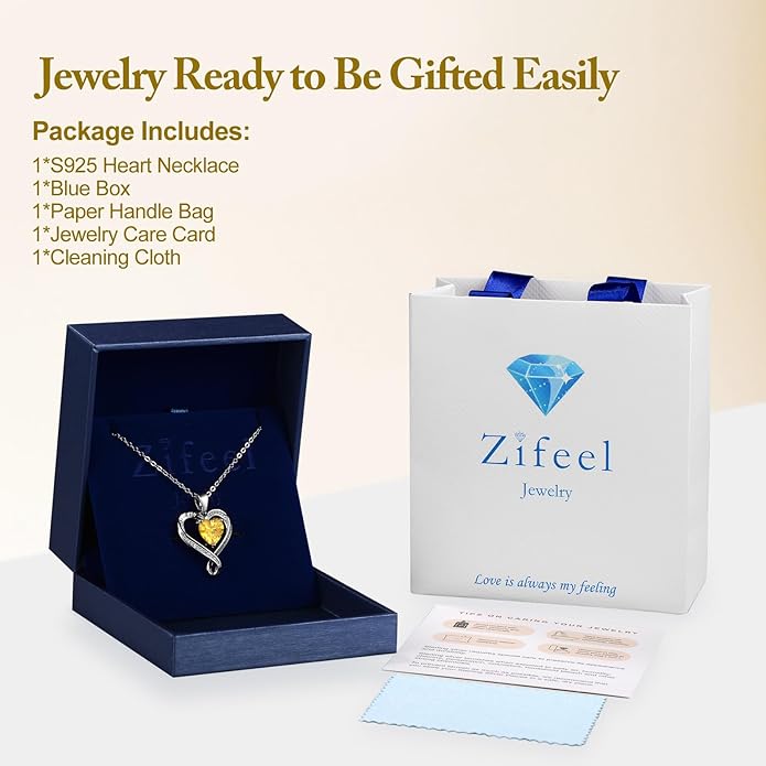 Birthday Gifts for Women Wife Infinity Heart Birthstone I Love You Necklace for Women S925 Sterling Silver Anniversary Wedding Gifts for Christmas Valentines Mothers Day Women's jewelry Diamond Pendant Necklaces Gift for Her Mom Daughter Grandma