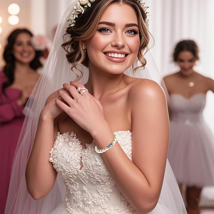 Something Blue Gift for Bride to Be Bride Pearl Beaded Bracelet Bachelorette Party Decorations Bridal Shower Favor Wedding Accessory