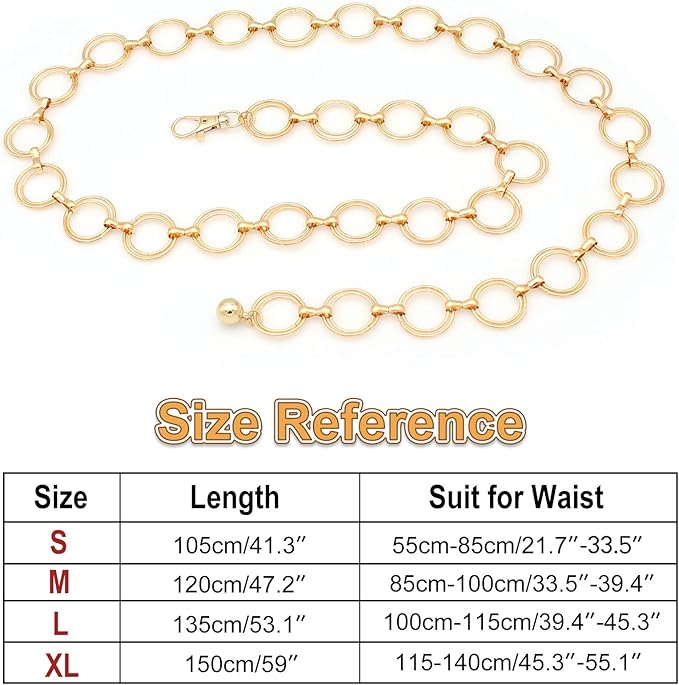 Women's Chain Belt Metal Waist Belt Chunky Belly Link Belt