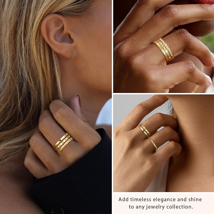 WEDDINEN Stackable Sterling Silver Rings for Women Non Tarnish Dainty 14K Gold Plated Stack Thin Rings Cubic Zirconia Thumb Ring Set Statement Wedding Bands Engagement Rings Jewelry Gifts Size 6-10