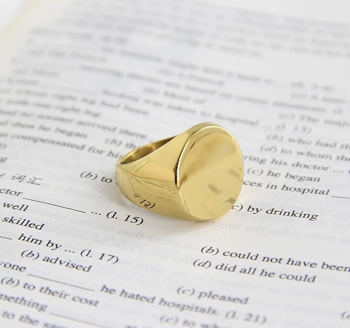 Stainless Steel Round Shape Classical Simple Plain Wedding Engagement Statement Pinky Band Signet Rings for Men Women Size 4-15