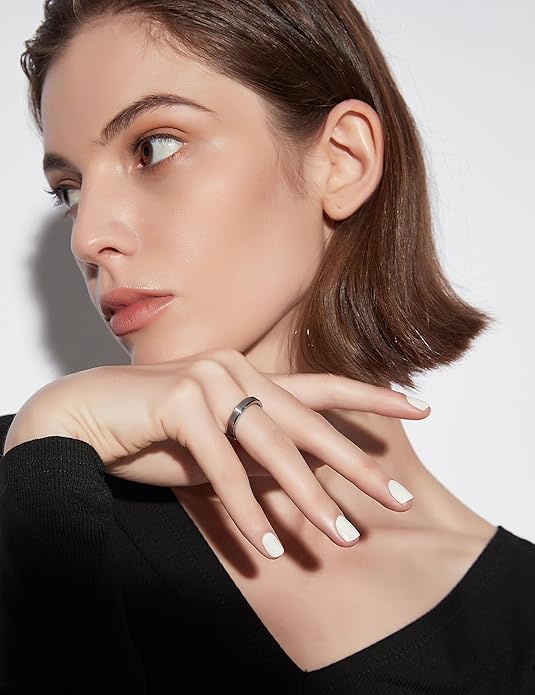 Greenpod 4MM 6MM 8MM Tungsten Carbide Engagement Ring Brushed Beveled Edge Polished Silver Wedding Band for Men Women Engraved I Love You Always & Forever Size 4-15