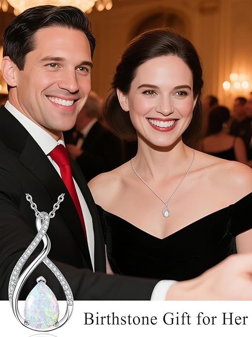 Teardrop Birthstone Necklace for Women 925 Sterling Silver Pear-Shaped Pendant Anniversary Mother's Day Birthday Jewelry Gifts for Her