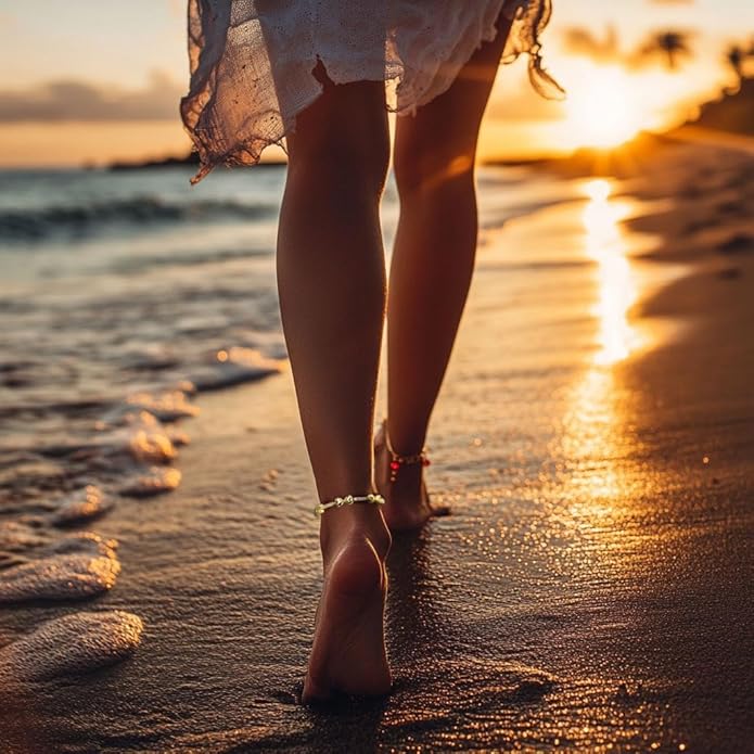 TOPGRILLZ Anklets for Women - 2 mm Heart Bows Design 14K Gold Plated 5A Cubic Zirconia Ankle Bracelets with Fold Over Clasp - Summer Beach Jewelry, 8 IN / 9 IN / 10 IN