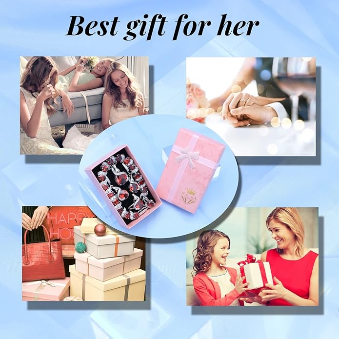 GZWHD Jewelry Set for Women Water Drop Cubic Zirconia Artificial Crystal Earrings Pendant Necklace Open Ring Tennis Bracelet Wedding Anniversary Birthday Engagement Gift for Bridesmaid Wife Girlfriend Friend