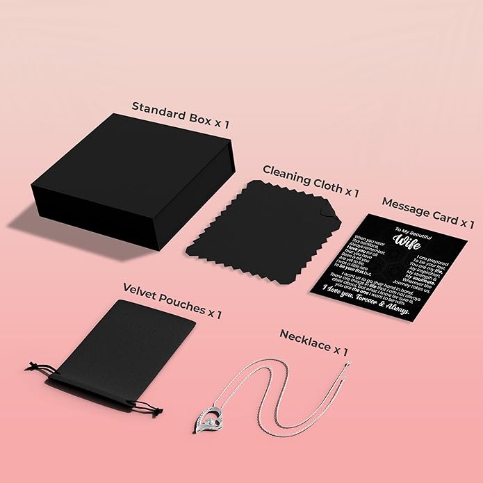 Wife Necklace From Husband| Mothers Day Necklace for Her| Soulmate Anniversary or Birthday Jewelry Gift| Hot Doe White Gold Cz Pendant Necklace