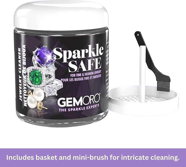 GemOro Sparkle Safe Jewelry Cleaner | for Fine & Fashion Jewelry | Professional Performance Cleans Rings Watches Glasses Earrings