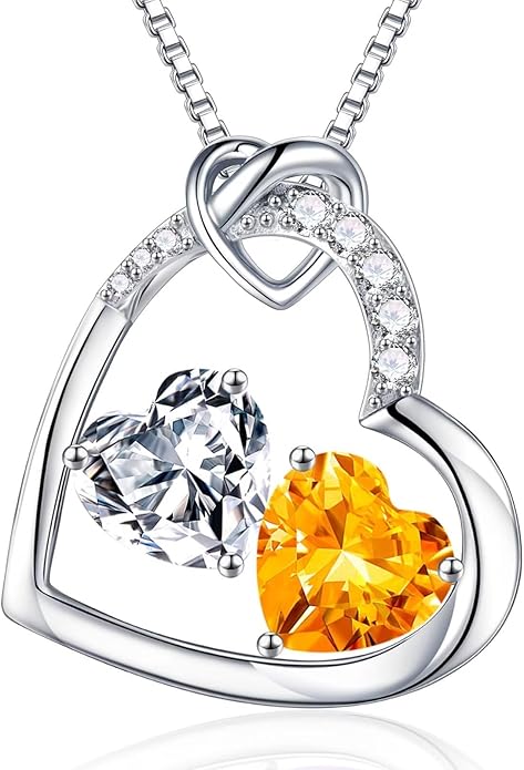 Iefil Birthstone Necklace for Women - 925 Sterling Silver Birthstone Necklace, Anniversary Birthday Gifts for Women Wife Girlfriend, Jewelry for Mom Daughter