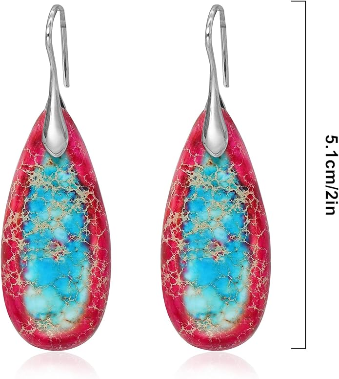 Natural Stone Earrings Waterdrop Stone Dangle Earrings for Women