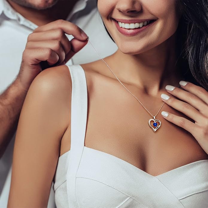 925 Sterling Silver Heart Necklace for Women Birthstone Necklace Silver Jewelry for Womens Jewelry Gifts for Women Her Mom