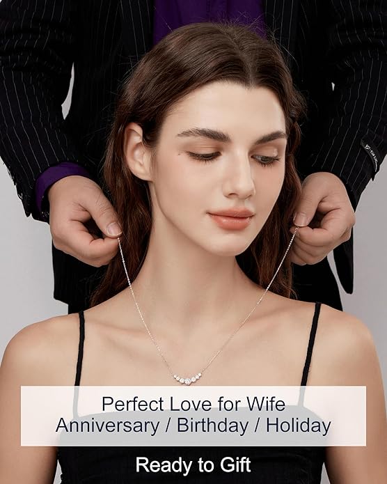 Moissanite Necklace for Women, 1.7-7.6 Carat Heart Necklace Engraved 'I LOVE YOU' Gift for Wife, Wedding Anniversary Birthday Gifts for Women, Jewelry Gifts for Her Wife Mom Girlfriend Lady