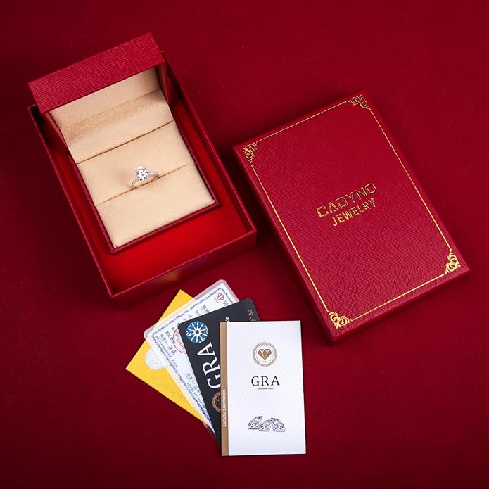 14K Solid Gold Side Stones Ring, Round/Princess Cut Centerpiece Moissanite Lab Grown Created Diamond, D Color and Flawless Real Gold Wedding Anniversary Ring