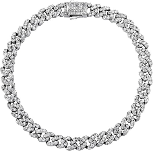 TOPGRILLZ Gold Anklets for Women Cuban Link Anklets Iced out Faux Diamond Chunky Ankle Bracelets 8mm 14K Gold Silver Plated Minimalist Fashion Foot Jewelry