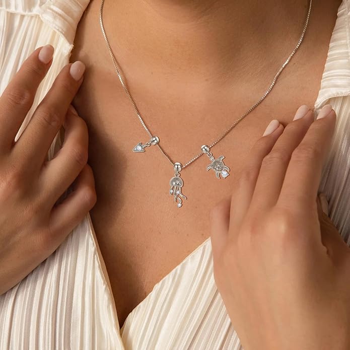 Summer Holiday Necklace,Dainty Chain, Charm Necklace For Women,Cute Cat Charm,Natural Pearls,18k Gold Plated,Choose Your Favorite Charm, Change Easily