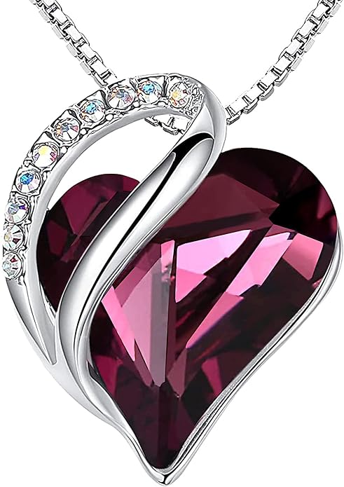 Necklaces for Women, Infinity Love Birthstone Heart Crystal Pendant, Birthday Jewelry Gifts for Her, Mom, and Wife, Silver Plated, 18 plus 2 inch Adjustable Chain