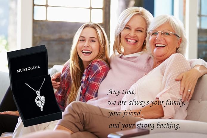 925 Sterling Silver Always My Daughter&Sister Forever My Friend Double Love Heart Pendant Necklace, Mother Daughter Bracelet Jewelry Gifts for Sister Women Couples Wife Mom Girlfriend