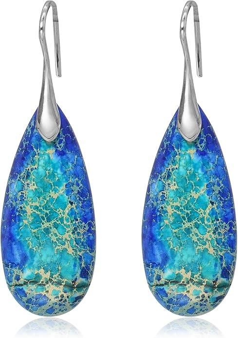 Natural Stone Earrings Waterdrop Stone Dangle Earrings for Women