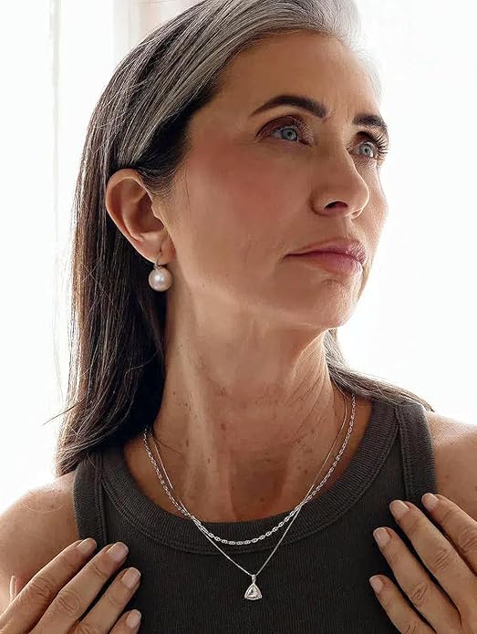 925 Sterling Silver Hoop Handpicked AAA+ Quality 7.5-8mm White Freshwater Cultured Pearl Dangle Drop Earrings Jewelry for Women